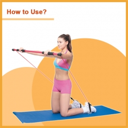 Fitness Bar with Elastic Tubing